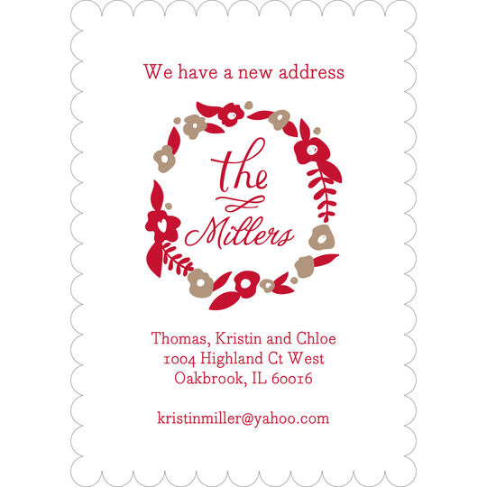 Red Wreath Moving Announcements
